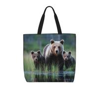 LXCNQFN Bolsa de mano para mujer, diseño de luna en el cielo nocturno, plegable, cruzada, reutilizable, bolsas de hombro para compras, Mother Bear and Her Cubs, Talla única