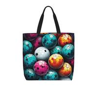 LXCNQFN Bolsa de mano para mujer, diseño de ovejas, acuarela, plegable, reutilizable, bolsa de hombro para compras, Patrón de colores de bolas de pickleball, Talla única