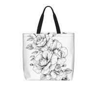LXCNQFN Bolsa de mano para mujer, diseño de rayas naranjas y blancas, plegable, cruzada, reutilizable, bolsa de hombro para compras, Flores de rosas florales, Talla única