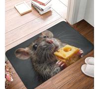 LXCNQFN Tapete antideslizante para puerta delantera, tapete de cocina para entrada, ratas come, queso, tapete de bienvenida para interiores y exteriores, tapete absorbente para entrada, dormitorio