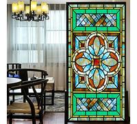 LXDWEI Película de privacidad para ventanas, estilo europeo, estilo iglesia, vidrieras, sin pegamento, adherencia estática, calcomanías decorativas esmeriladas para ventanas, 19.7 x 47.2 pulgadas (50