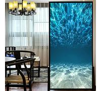 LXDWEI Película decorativa para ventana, privacidad bajo el agua, hermoso mar, adhesivo estático, esmerilado, para ventana de oficina en casa (ancho x largo), 90 x 160 cm