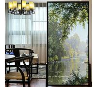 LXDWEI Película Decorativa para Ventana, privacidad Forest Creek, Pintura al óleo, calcomanías estáticas, sin Pegamento, revestimientos de Ventanas esmeriladas, Tinte de Ventana 42 x 100cm