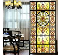 LXDWEI Película para ventanas de privacidad estilo europeo de iglesia, diseño de vidriera, sin pegamento, adherencia estática, decorativa, esmerilada, adhesivo para ventana 60 x 100 cm (23.62" x 39.4
