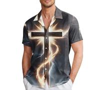 LXGKEKSKG Camisa de manga corta para hombre con diseño moderno de Dios de Pascua para el tiempo libre, ocasiones de negocios, Negro , 3XL