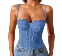 LXGKEKSKG Camisola Bralette Femenina con Encaje diseño cómodo y para Uso Cotidiano combina Perfectamente con Vaqueros o Camisetas Apta Toda Temporada (Blue, XS)