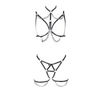 LXGKEKSKG Conjunto de Tres Piezas de Cadena de Metal con pezón Expuesto Sexy Explosión de Ropa Interior Sexy (Black, M)