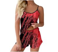 LXGKEKSKG Conjunto Mujer Halloween Estampado Tirantes Dos Piezas Ropa Dormir Cómoda Ligera Regalo Terrorífica (Black, M)