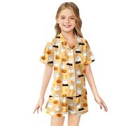 LXGKEKSKG de Seda sintética con Estampado de Halloween para niñas (2 a 13 años) (Light Yellow, 6-7 Years)