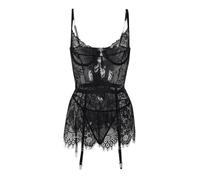 LXGKEKSKG Elegante lencería de Encaje para Mujer Ropa de Dormir cómoda diseñada para Uso hogareño Durante Toda Temporada Material y Sofisticado (Black, M)