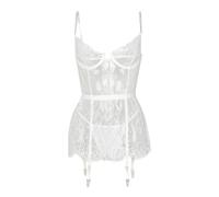 LXGKEKSKG Elegante lencería de Encaje para Mujer Ropa de Dormir cómoda diseñada para Uso hogareño Durante Toda Temporada Material y Sofisticado (White, L)