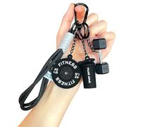 LXGKEKSKG Juego de llaveros de fitness con diseño de mancuernas, accesorios motivadores para los amantes del deporte al aire libre, Negro , Talla única