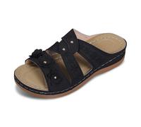 LXGKEKSKG Pantuflas femeninas con gruesa y diseño floral para uso diario cómodo y casual (Black, 41)