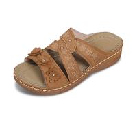 LXGKEKSKG Pantuflas femeninas con gruesa y diseño floral para uso diario cómodo y casual (Brown, 40)