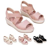 LXGKEKSKG Sandalias Alpargata con Cuerda Natural para Mujer Tacón Cuña Verano Cintas Tobillo Uso Diario Playa Estilo Boho (Red, 39)
