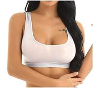 LXGKEKSKG Seamless See-Through Crop Mujer Chaleco Sujetador Malla Entrenamiento Ropa Interior Estiramiento Íntimos (White, M)