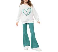 LXGKEKSKG Sudadera con capucha y pantalones de manga larga con cuello redondo y estampado de letras bonitas para niña (Mint Green, 13-14Years)