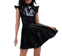 LXGKEKSKG Vestido de lentejuelas para mujer, color sólido, falda plisada, color dorado, marrón, XL