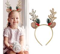 LXHBCOOQ Diademas de Navidad con purpurina y cuernos de reno, lindas diademas de cuernos de alce de Navidad, diademas para el pelo, regalo de fiesta, disfraz de ciervo de Navidad, accesorios de fiesta