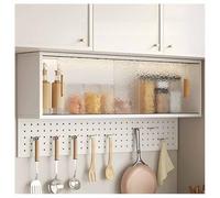 LXHELIVERY Armario De Cocina De Pared con Puerta Corrediza Y Tablero Perforado para Almacenamiento De Despensa. Armario Colgante Sin Taladros para Cocina Y Comedor.(Blanco,80x22x53 cm)