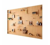 LXHELIVERY Kit Combinado Organizador con Tablero Perforado, 1 Panel. Organizador Resistente con Tablero Perforado Y Accesorios. Ideal Sala Estar, Garaje, Almacenamiento Herramientas(Natural,60X80 CM)
