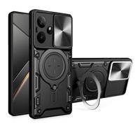 LXHGrowH Funda para Realme GT 7 / Realme GT 7T, Carcasa Protectora Antigolpes de Grado Militar Armor, Protección Deslizante para la Cámara con 360 Grados Magnética Soporte, Negro