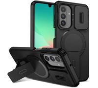 LXHGrowH Funda para Samsung Galaxy A17 4G / 5G, Carcasa Dual Layer Protectora Militar Armadura, Silicona Bumper Antigolpes Protettiva Soporte Caso con Protección Deslizante para la Cámara, Negro