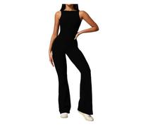 LXHZSY Mono Mujer Elegante Mono de Yoga de una Pieza con Espalda Descubierta y Huecos for Mujer, Deportivo, sin Mangas, for Gimnasio, Entrenamiento, Ajustado, Acampanado(Black,M)