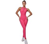 LXHZSY Monos Mujer Mono Deportivo for Mujer, Traje de una Pieza con Cremallera, Peleles de Yoga, Ropa Deportiva sin Espalda, chándal for Mujer, Monos de Entrenamiento sin Mangas for Mujer(Rose Red,M)