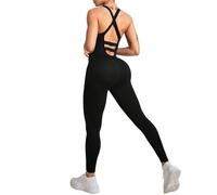 LXHZSY Monos Mujer Monos Desnudos de una Pieza de la Yoga for Las Mujeres, Mameluco inconsútil del Entrenamiento de la Yoga de una Pieza(Black,S)