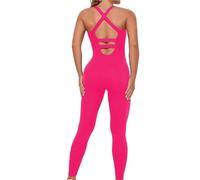 LXHZSY Monos Mujer Monos Desnudos de una Pieza de la Yoga for Las Mujeres, Mameluco inconsútil del Entrenamiento de la Yoga de una Pieza(Rose Red,M)