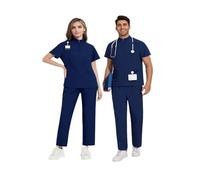 LXHZSY Uniforme Sanitario Hombre Conjuntos de Uniformes médicos for Mujeres y Hombres, Camisetas, Pantalones, Ropa de Trabajo for clínicas dentales y Salones de Belleza(Deep Blue,L)
