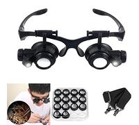 LXIANGN Gafas de reparación de relojes con doble ojo iluminado con luz LED para joyero, gafas con lupa desmontable con 2,5 x a 25 x ocho grupos de lentes de joyería (#2)