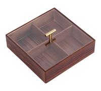 LXJBBD Bandeja de madera dividida con tapa, caja cuadrada de aperitivos de frutas secas, organizador de alimentos de 4 compartimentos, ideal para alimentos secos y aperitivos