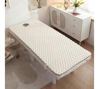 LXJDDLD Topper De Cama Spa De Cabeza Cuadrada,Protector De Colchón Para Camilla Masaje 3cm Espesor,Cojín Para La Cama Pestañas Con/Sin Orificio Respirar,Acolchado De Mesa Spa,White h,70x185cm