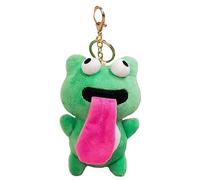 LXJLXD Bonito llavero de peluche con diseño de rana con ojos grandes que sobresale la lengua, rana magnética, juguete de atracción, llavero colgante para fiesta, Green, Height 14cm