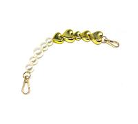 LXJLXD Cadena de cuentas con perlas para bolso de mujer, accesorios de repuesto para bolso de mano, cadena de 26 cm, mango corto, Gold, As shown in the picture (error 1-3cm)