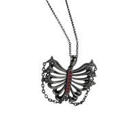 LXJLXD Collar de aleación negra de moda con elegantes flecos y detalles florales de esqueleto gótico