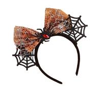 LXJLXD Diadema de Halloween con orejas de arañas y lazo, tocados de moda, accesorio de malla para cosplay, accesorio de disfraz de fiesta (lazo de gasa blanca)
