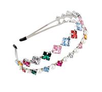 LXJLXD Diademas de cristal brillante con diseño de reina, joyería para el pelo, para desfiles, bailes, novias, bodas, bodas (diamante cuadrado plateado)