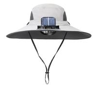 LXJLXD Sombrero de ventilador con energía solar con gran potencia de flujo de aire, sombrero de bloqueo solar recargable por USB para entusiastas del aire libre y atletas, gris claro, XL-4XL