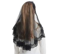 LXJLXD Velos católicos de Mantilla bordados, velos de oración religiosa, elegantes para oraciones católicas (color negro)