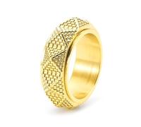 LXJYDN Anillo Hombres Anillo De Anillo Giratorio Con Textura Vintage Anillo De Ansiedad-Oro-13
