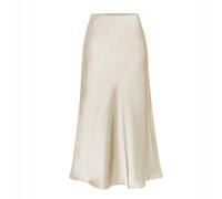 LXJYDN Falda Femmes Élégant Jupe En Satin Haute Taille-Beige-S