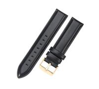 LXLAEOANG 14 16 18 20 22mm Waterproof Soft Comfortable Faux Leather Men Women Watch Strap for Classic Accessories para hombres mujeres(Black-Golden,18mm)