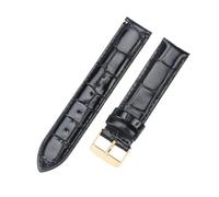 LXLAEOANG 14 16 18 20 22mm Waterproof Soft Comfortable Faux Leather Men Women Watch Strap for Classic Accessories para hombres mujeres(Black(ZJ)-Golden,14mm)