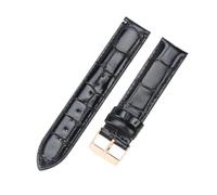 LXLAEOANG 14 16 18 20 22mm Waterproof Soft Comfortable Faux Leather Men Women Watch Strap for Classic Accessories para hombres mujeres(Black(ZJ)-Rose,22mm)