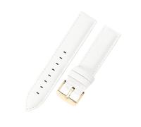 LXLAEOANG 14 16 18 20 22mm Waterproof Soft Comfortable Faux Leather Men Women Watch Strap for Classic Accessories para hombres mujeres(White-Golden,18mm)