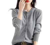 LXLAEOANG Cardigan Mujer Cárdigan de Mujer, suéter Cuello Redondo, cárdigan Punto Cachemira, suéteres Lisos una Sola Botonadura for Primavera y otoño(Dark Grey,XXL (62kg-70kg))