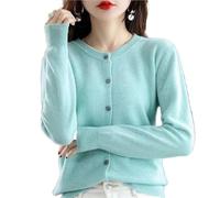 LXLAEOANG Cardigan Mujer Cárdigan de Mujer, suéter Cuello Redondo, cárdigan Punto Cachemira, suéteres Lisos una Sola Botonadura for Primavera y otoño(Mint,L (50kg-55kg))